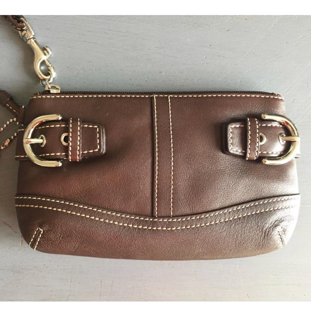 Coach Wristlet Brown Leather